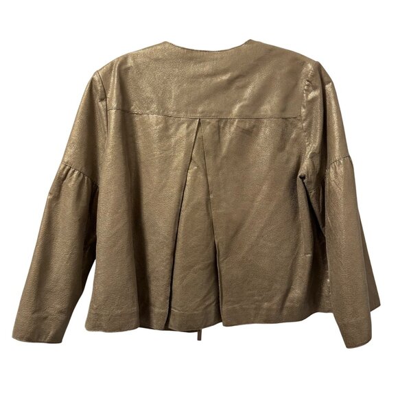 Bernardo Womens Gold Faux Leather Jacket Size S jacket - Picture 7 of 12